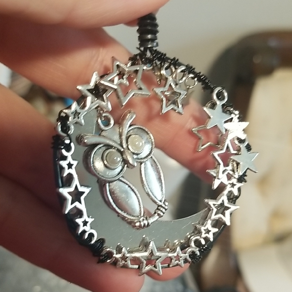 Silver Owl Ornament with Stars